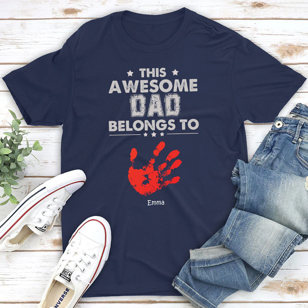 Awesome Dad Belongs To - Personalized Custom Shirt - Image 2