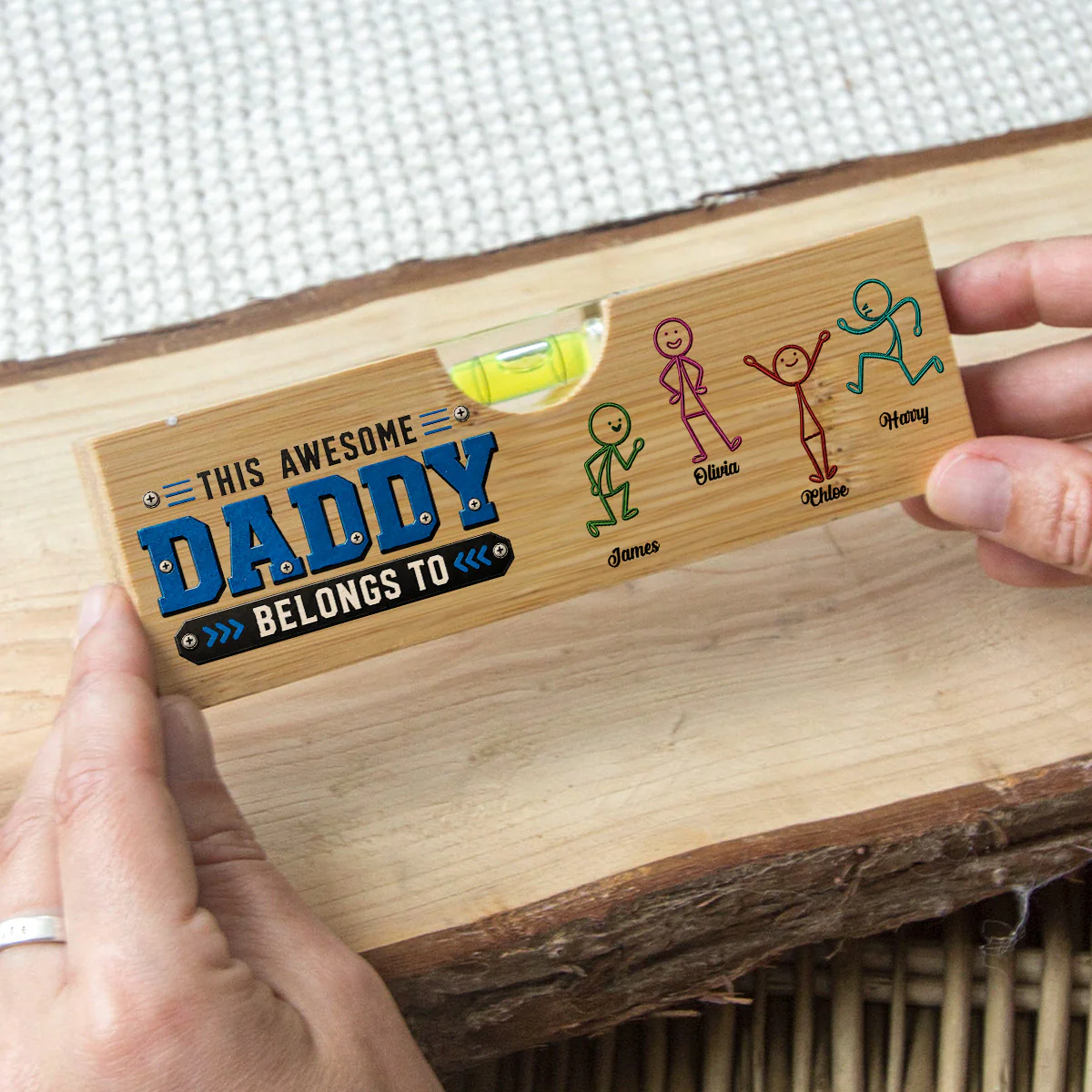 Awesome Dad - Personalized Custom Wooden Spirit Level Bottle Opener - Image 3