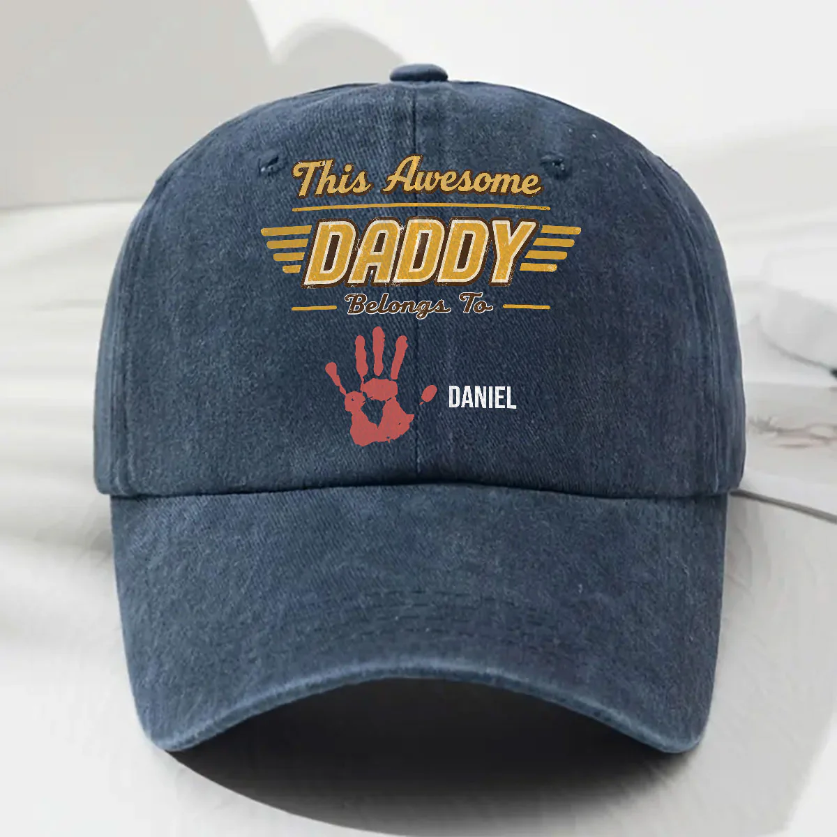 Awesome Daddy - Personalized Custom Vintage Washed Denim Cap - Image 4