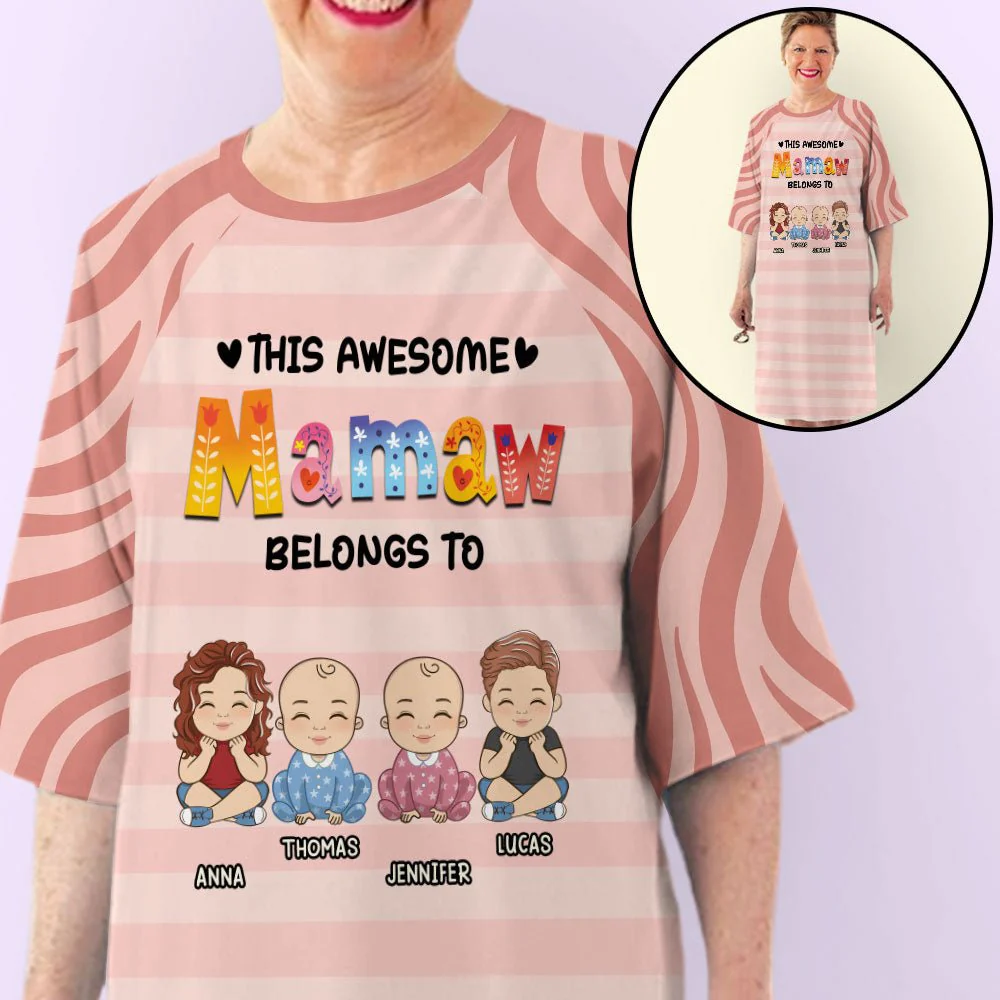 Awesome Grandma And Kids - Personalized Custom 3/4 Sleeve Dress - Image 2