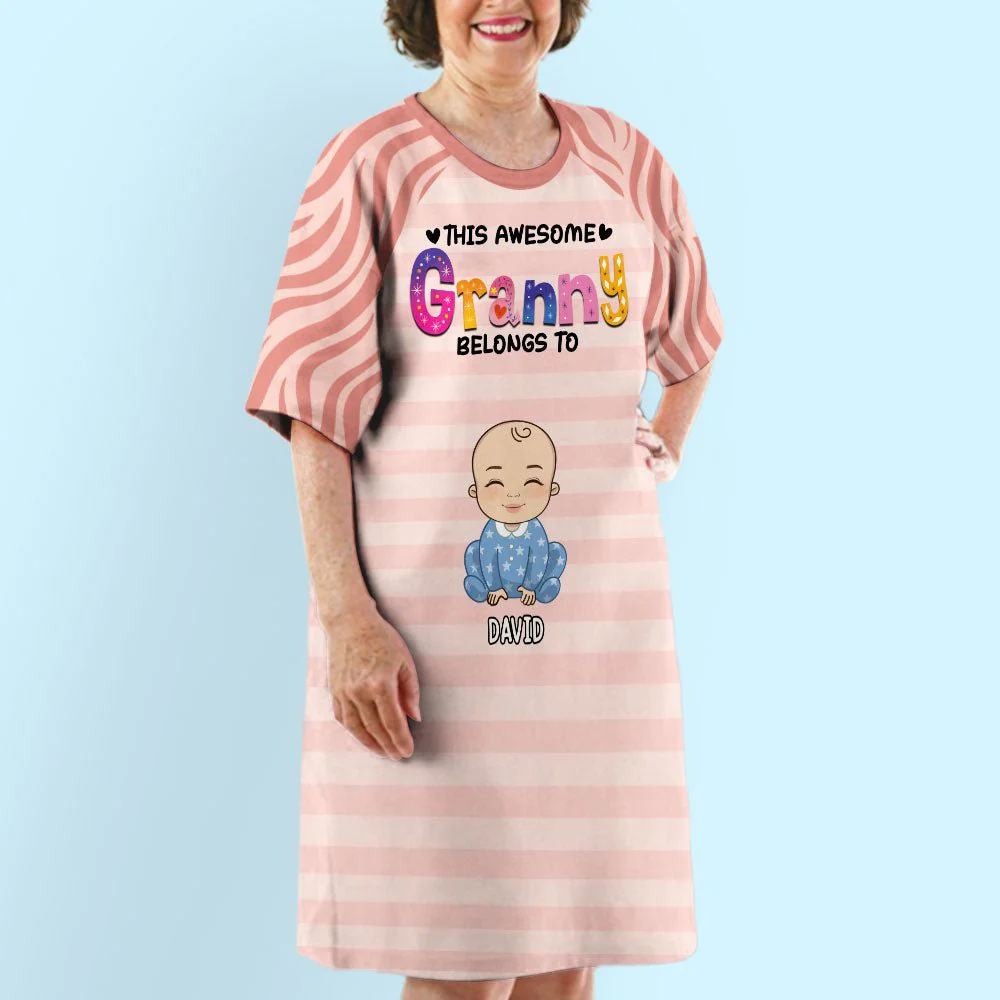 Awesome Grandma And Kids - Personalized Custom 3/4 Sleeve Dress - Image 3