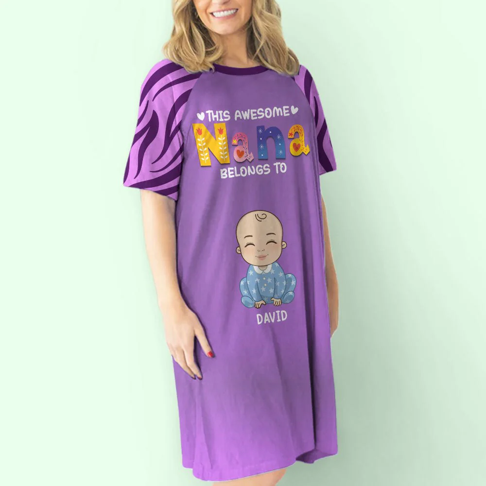 Awesome Grandma  - Personalized Custom 3/4 Sleeve Dress - Image 3