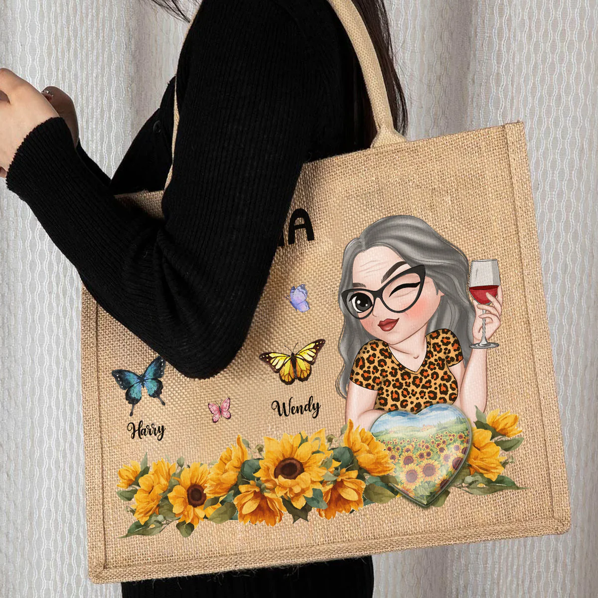 Awesome Grandma - Personalized Custom Jute Tote Bag - Image 3
