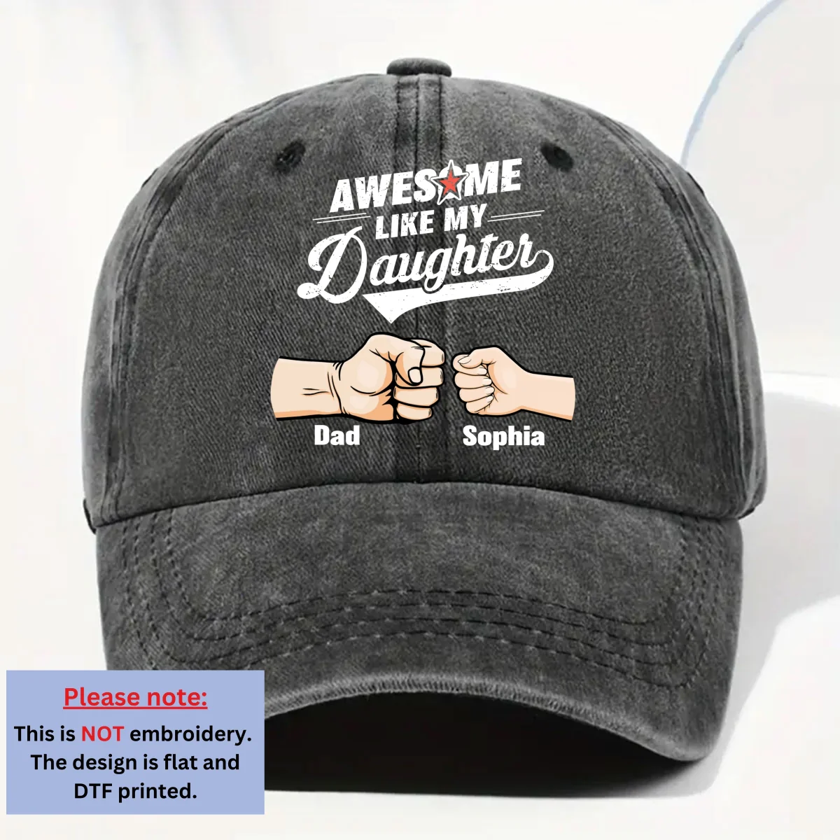 Awesome - Personalized Custom Vintage Washed Denim Cap - Image 6