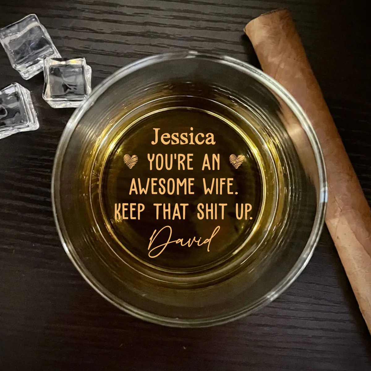 Awesome Wife - Personalized Custom Engraved Whiskey Glass - Image 4