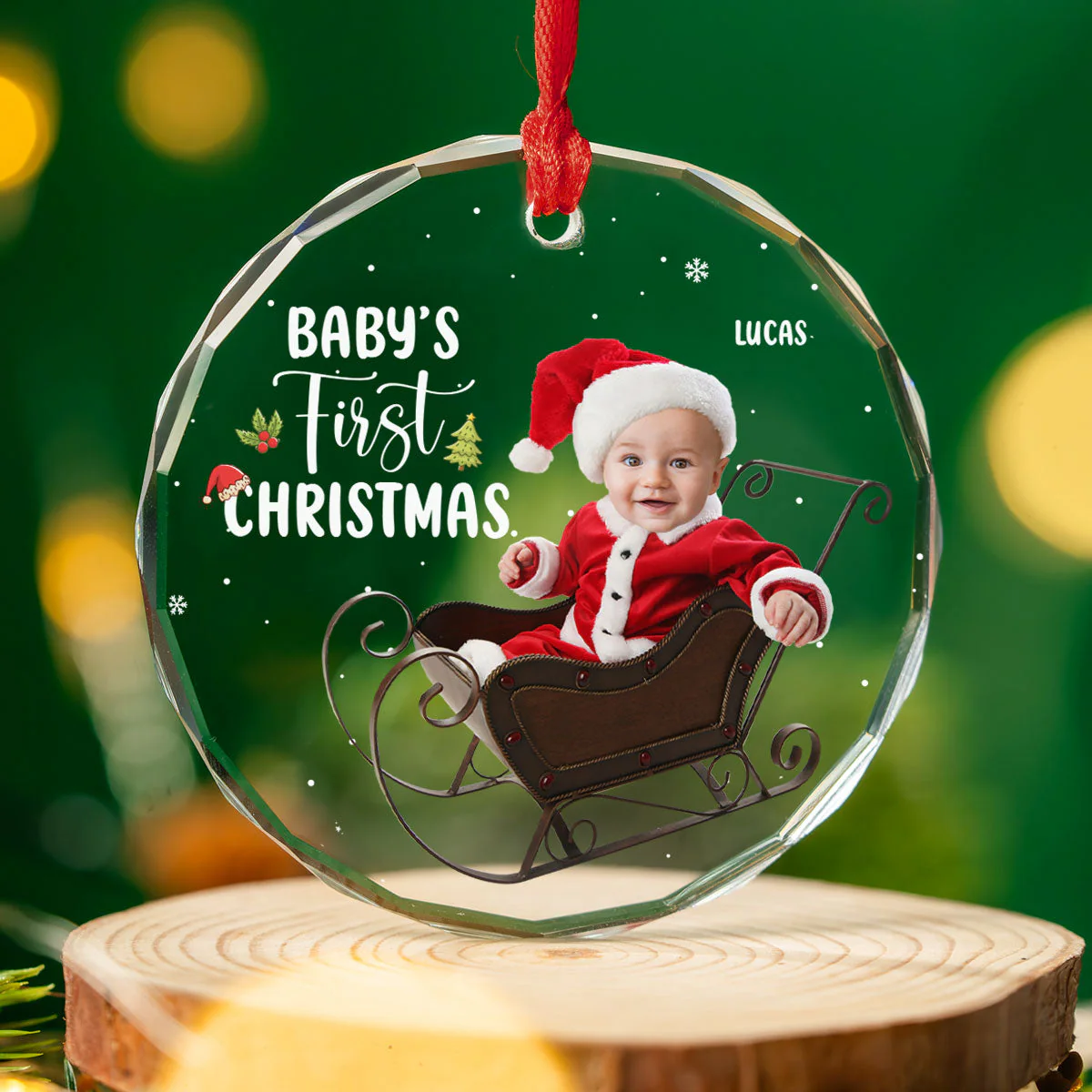 Baby 1st Christmas - Personalized Custom Glass Ornament - Image 4