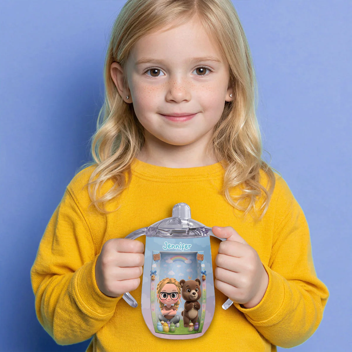 Baby And Bear - Personalized Custom Sippy Cup With Handles - Image 4