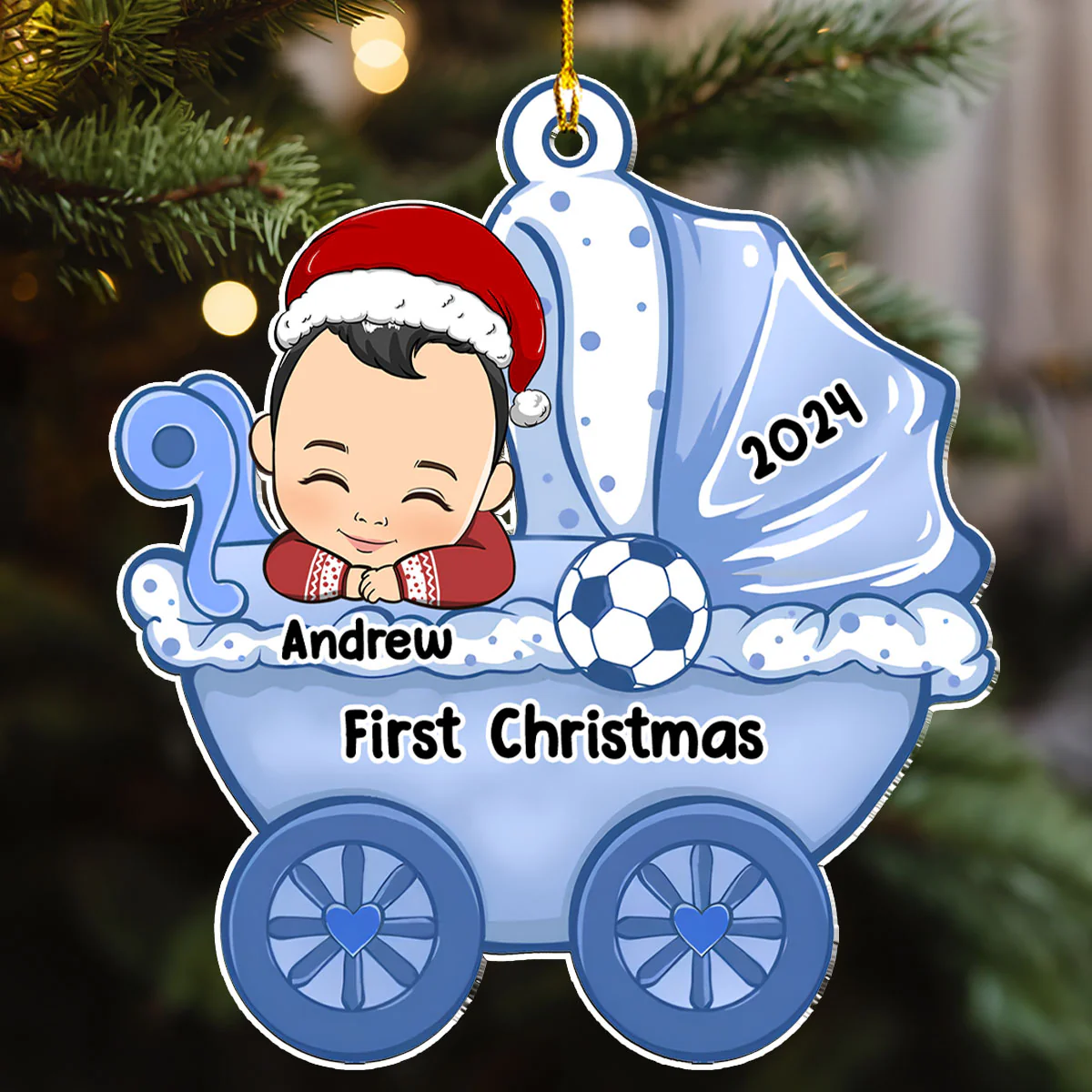 Baby Carriage - Personalized Custom Acrylic Ornament - Image 2
