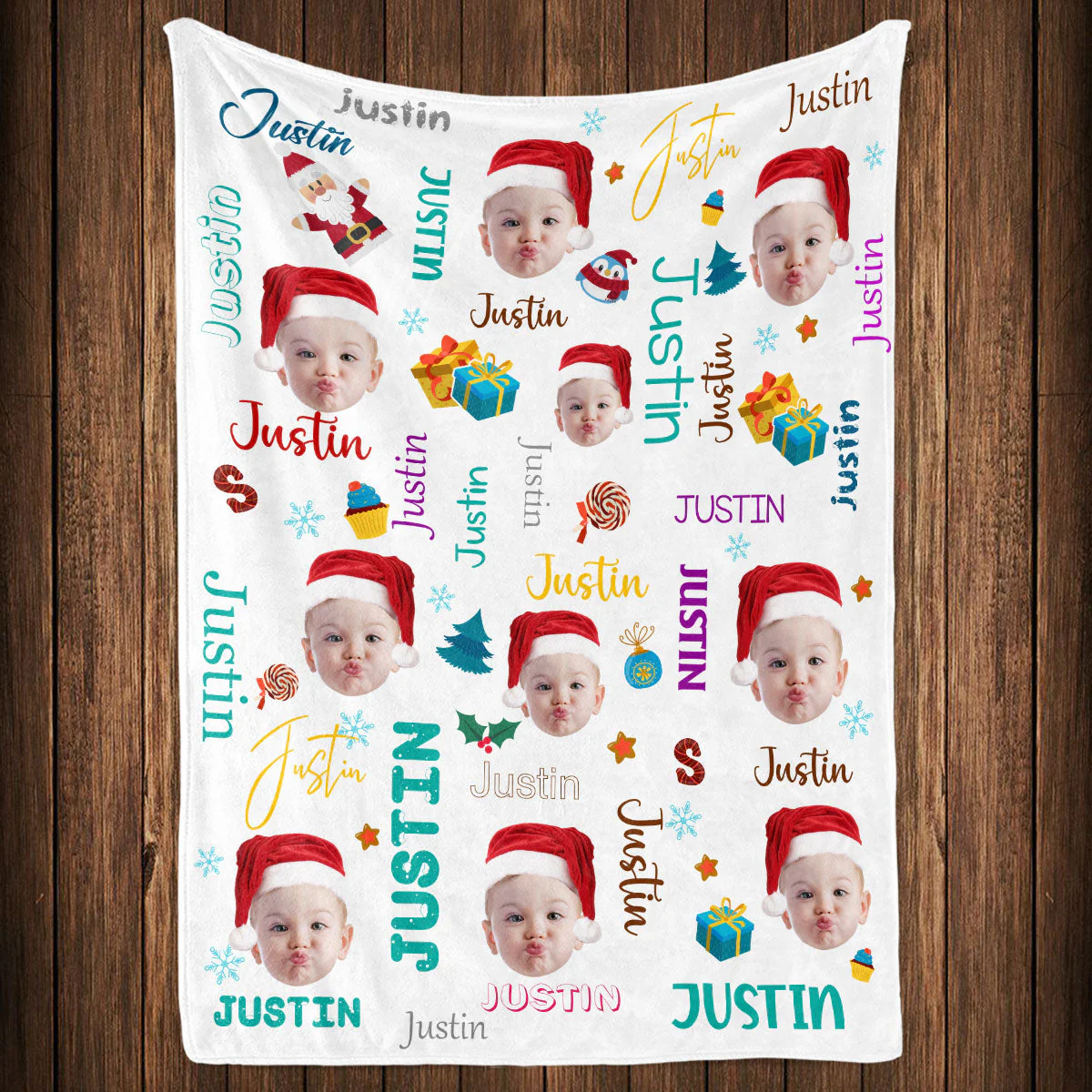 Baby Christmas Custom Photo - Personalized Custom Fleece Blanket - Image 2