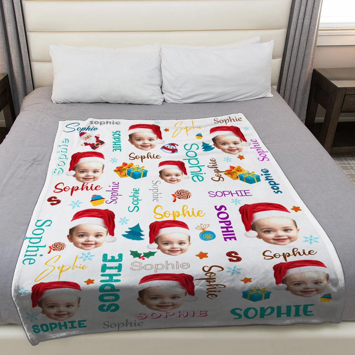 Baby Christmas Custom Photo - Personalized Custom Fleece Blanket - Image 4