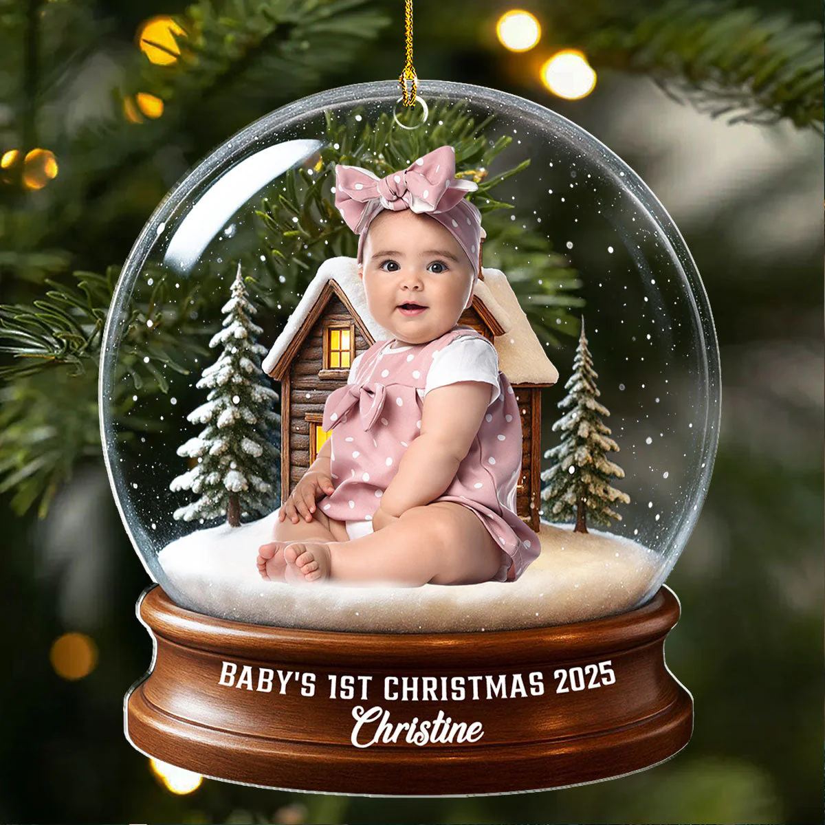 Baby Christmas With Santa Suit - Personalized Custom Acrylic Ornament - Image 3