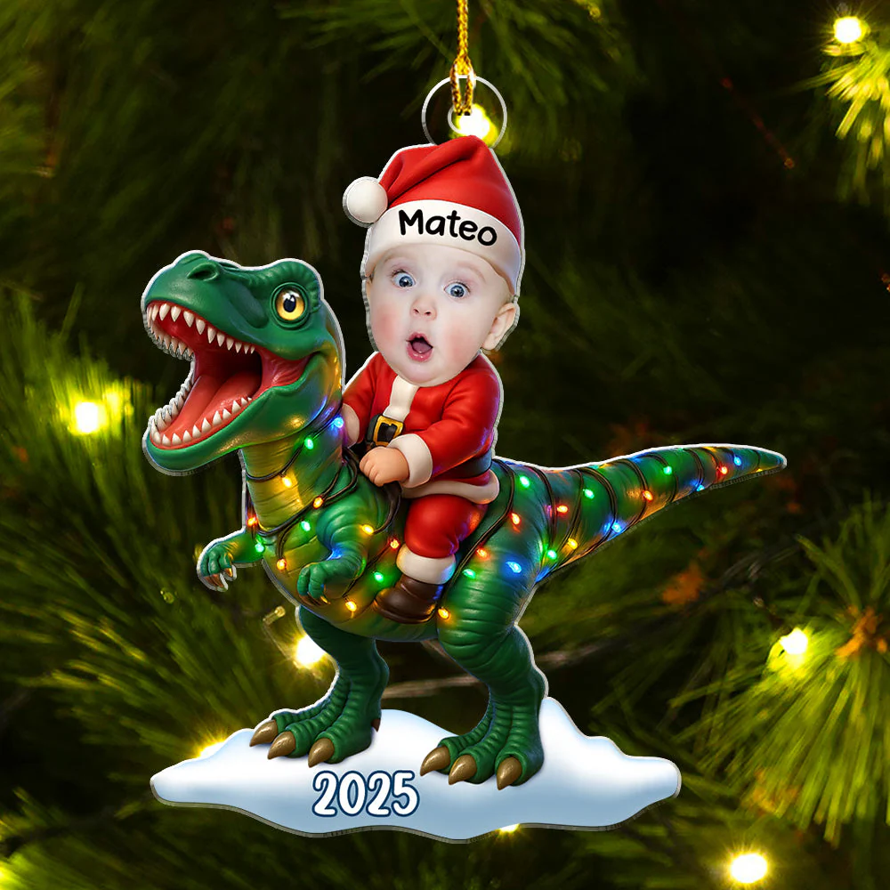 Baby Dinosaur - Personalized Custom Acrylic Ornament - Image 4