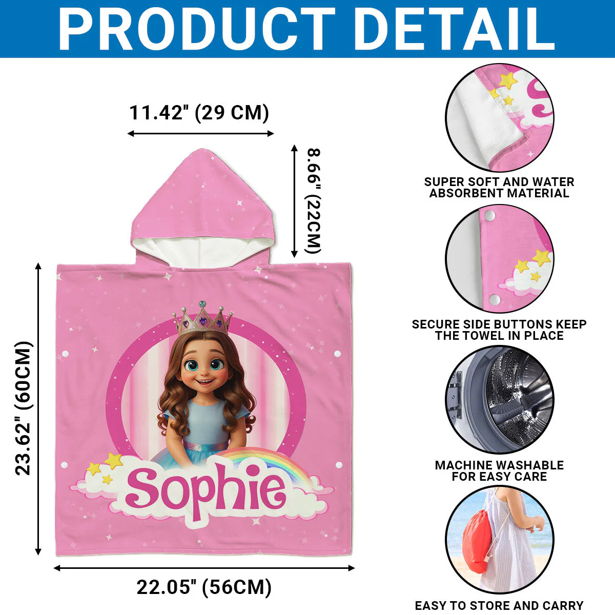 Sparkle Like A Star - Personalized Custom Hooded Beach Towel - Image 6