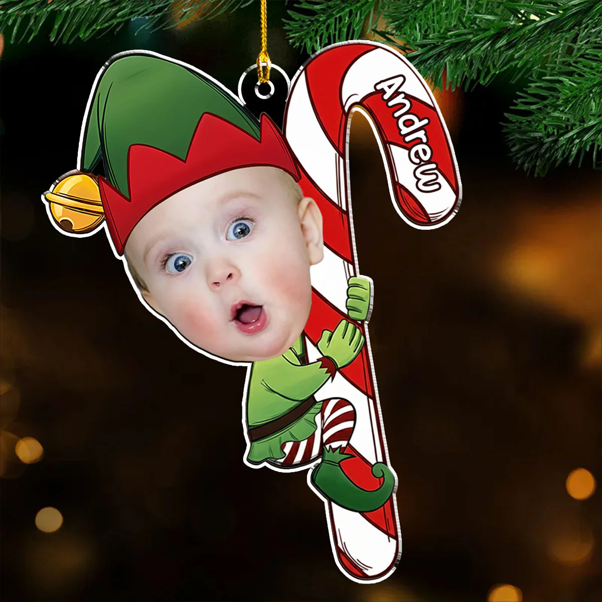 Baby Elf - Personalized Custom Acrylic Ornament - Image 3