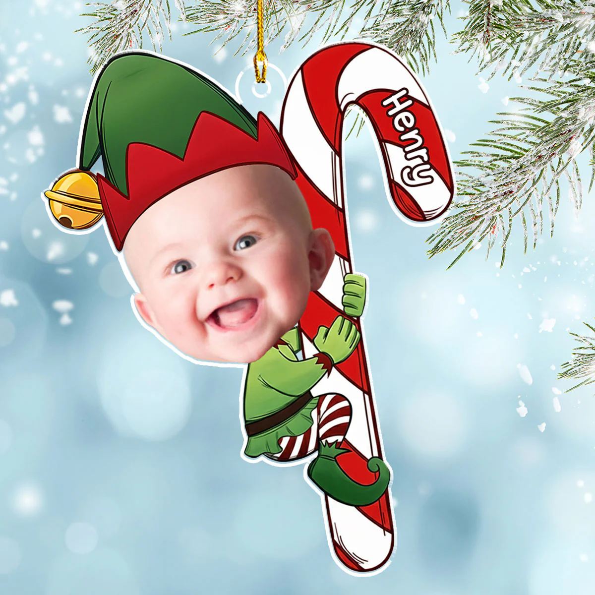 Baby Elf - Personalized Custom Acrylic Ornament - Image 4