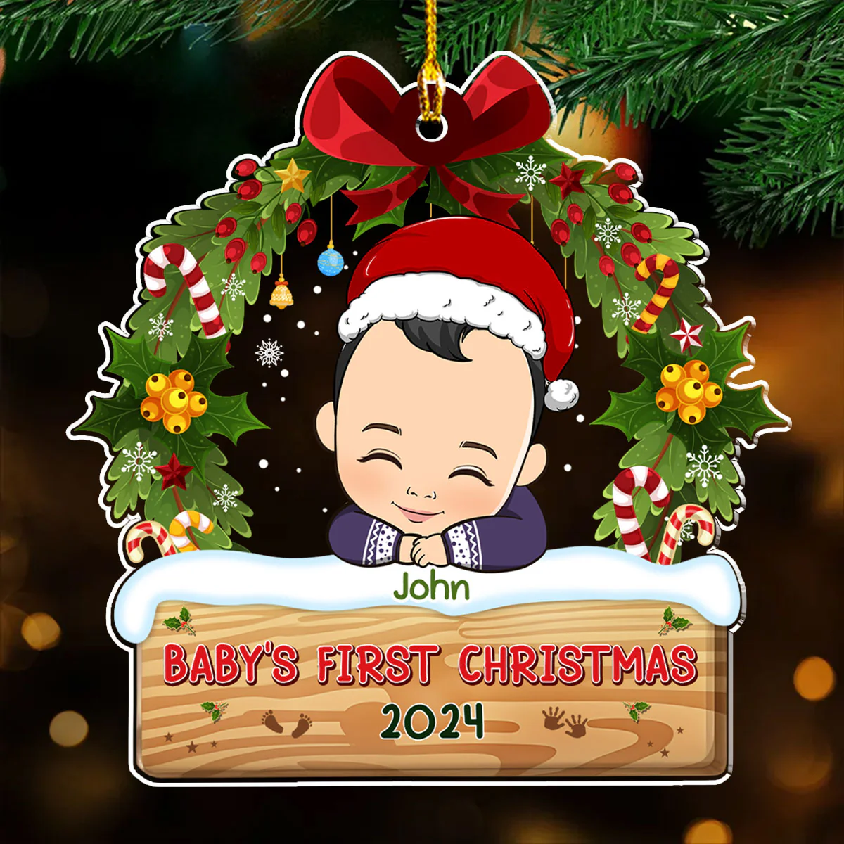 Baby First Christmas - Personalized Custom Acrylic Ornament - Image 2