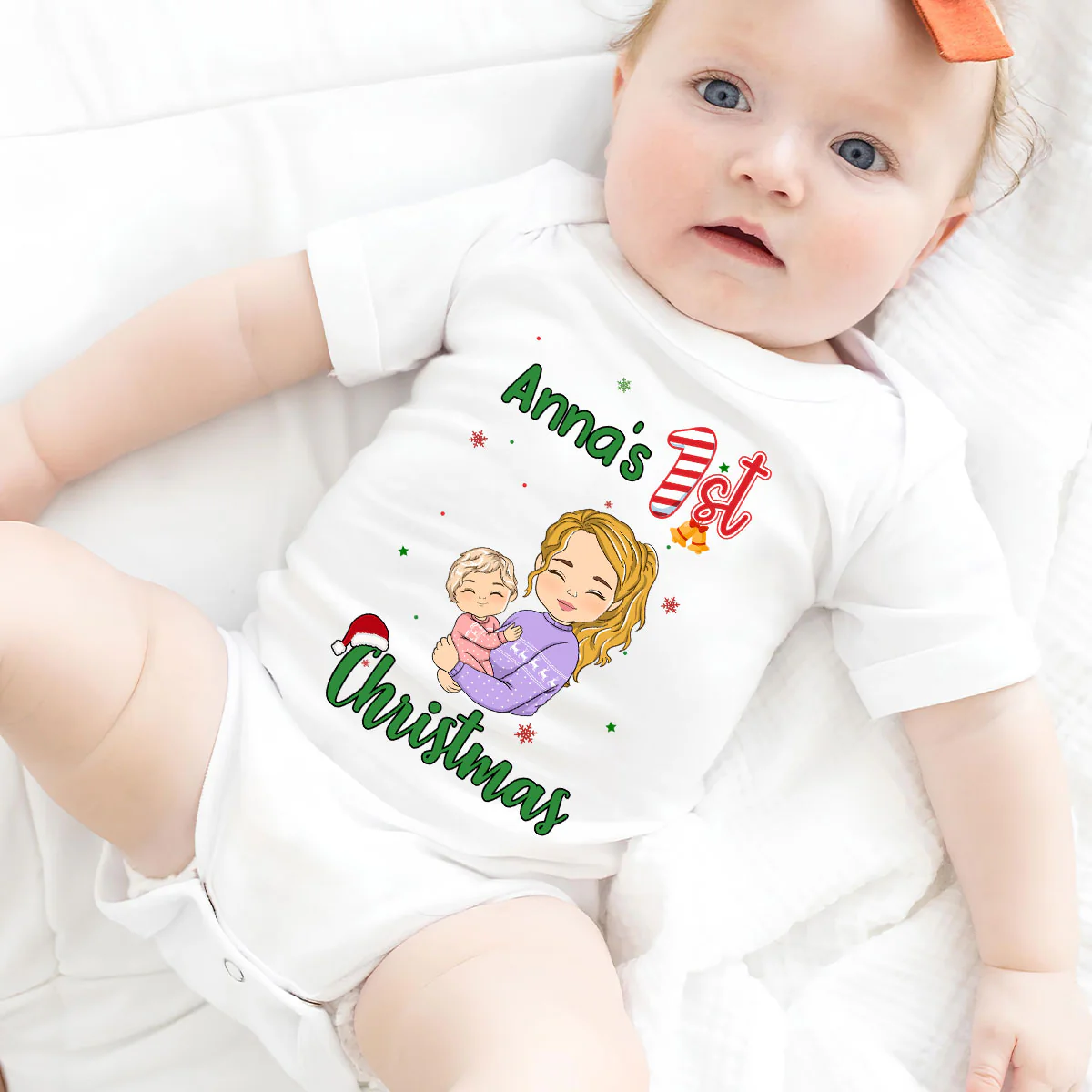 Baby First Christmas - Personalized Custom Baby Onesie - Image 3