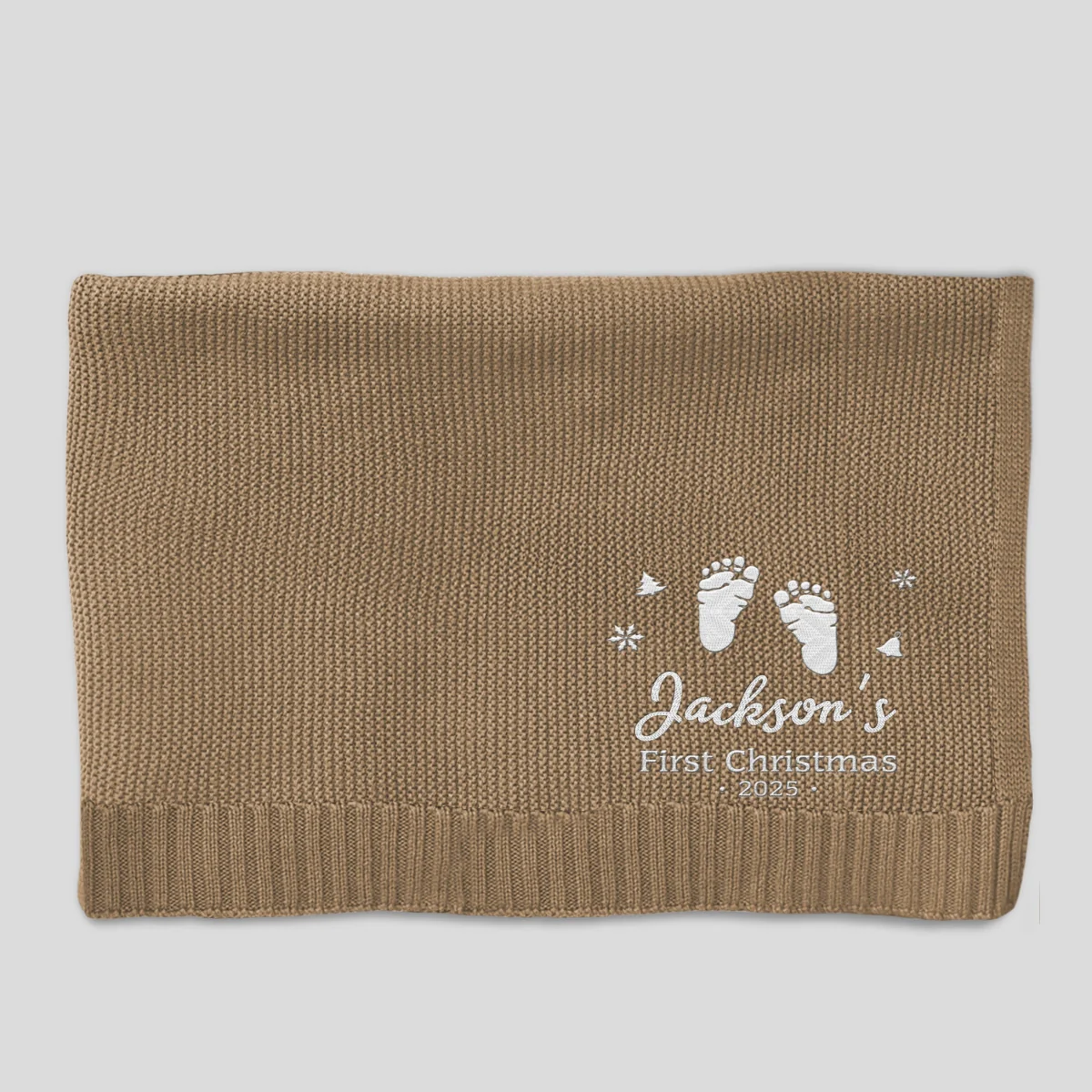 Baby First Christmas - Personalized Custom Embroidered Knitted Baby Blanket - Image 6