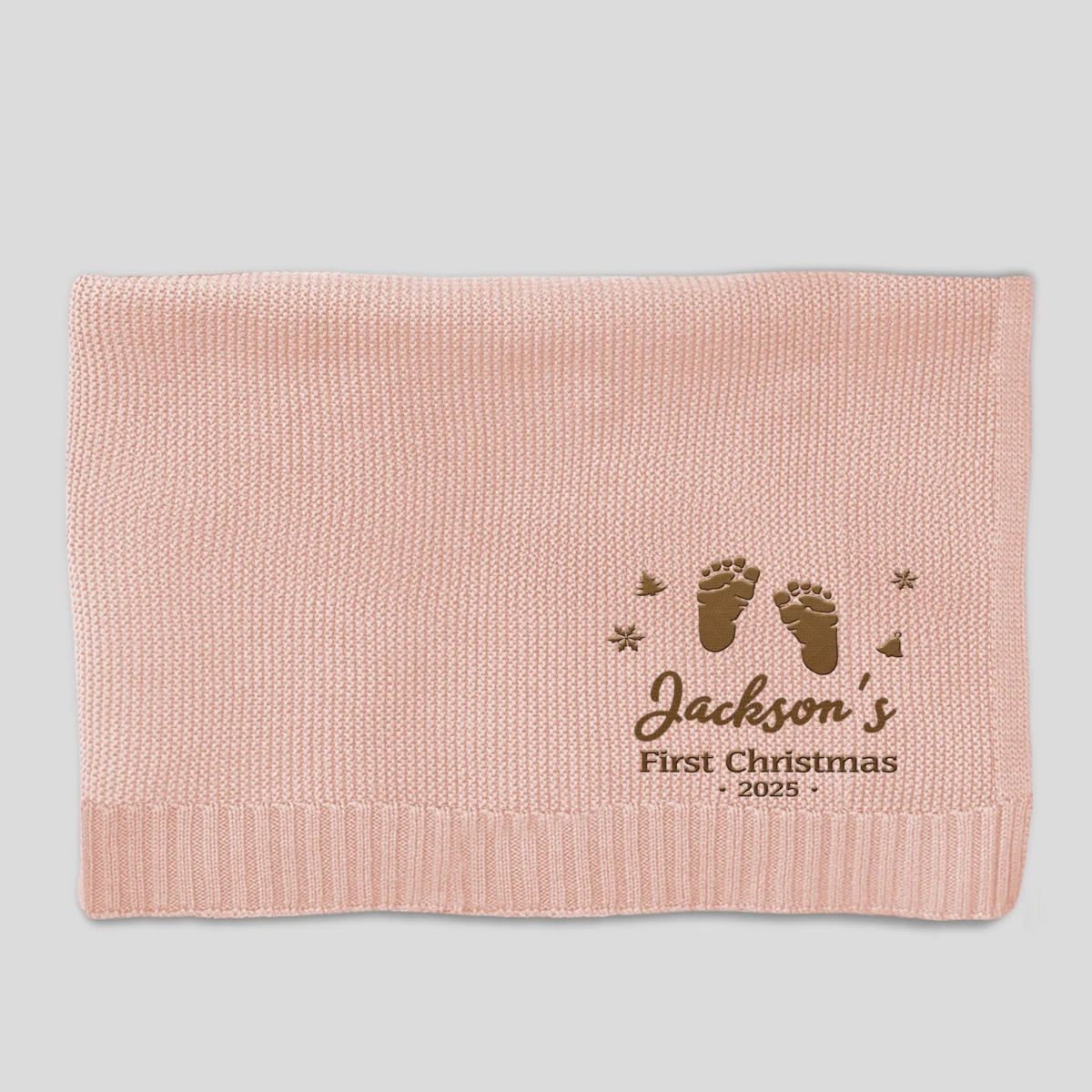 Baby First Christmas - Personalized Custom Embroidered Knitted Baby Blanket - Image 8