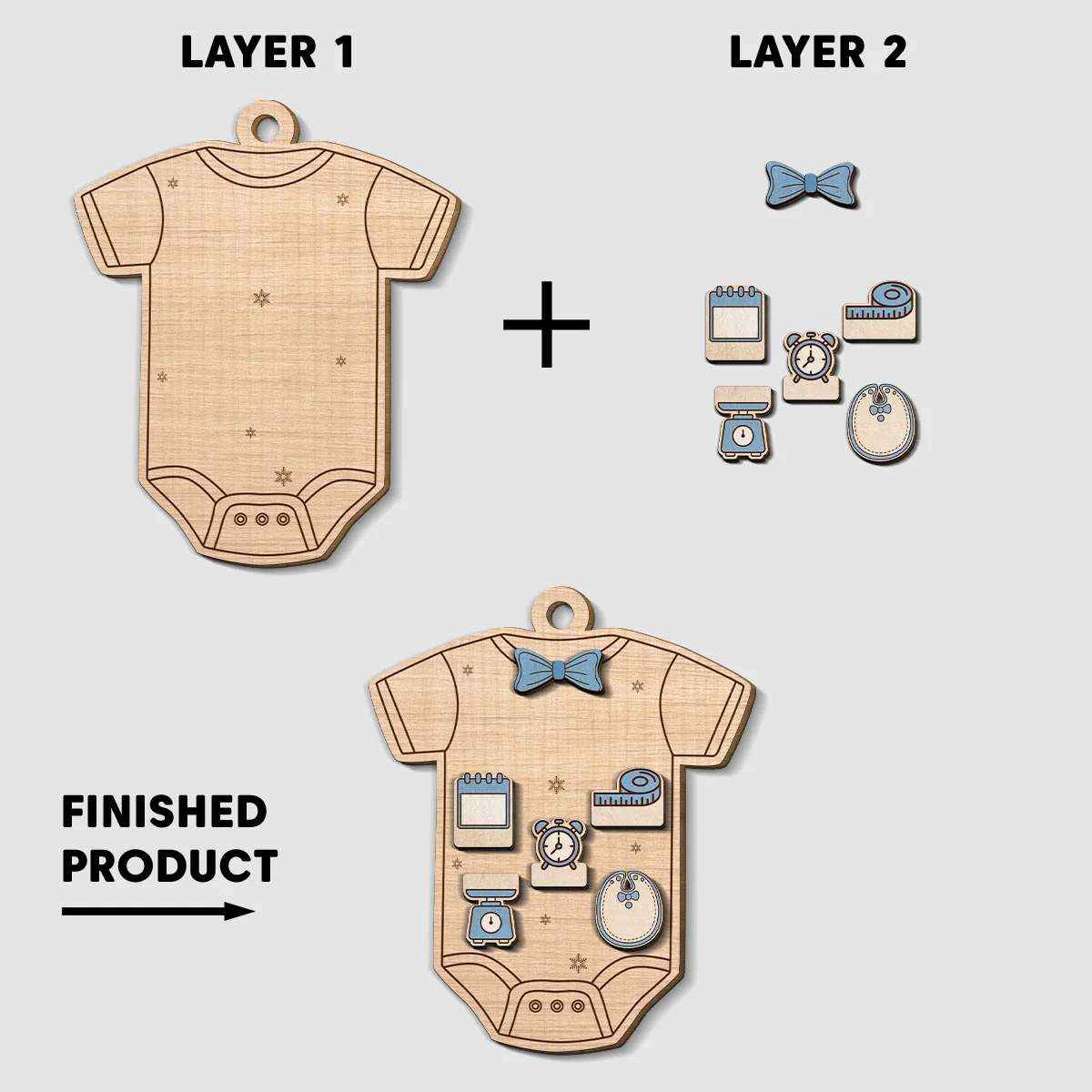 Baby First Christmas - Personalized Custom Freeshape 2-Layered Wood Ornament - Image 5