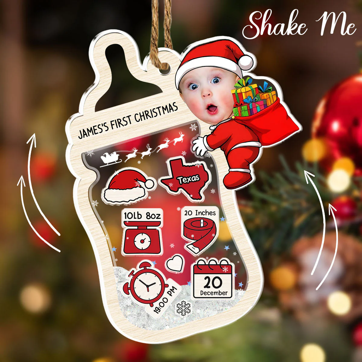 Baby Keepsake - Personalized Custom Acrylic Shaker Ornament - Image 2