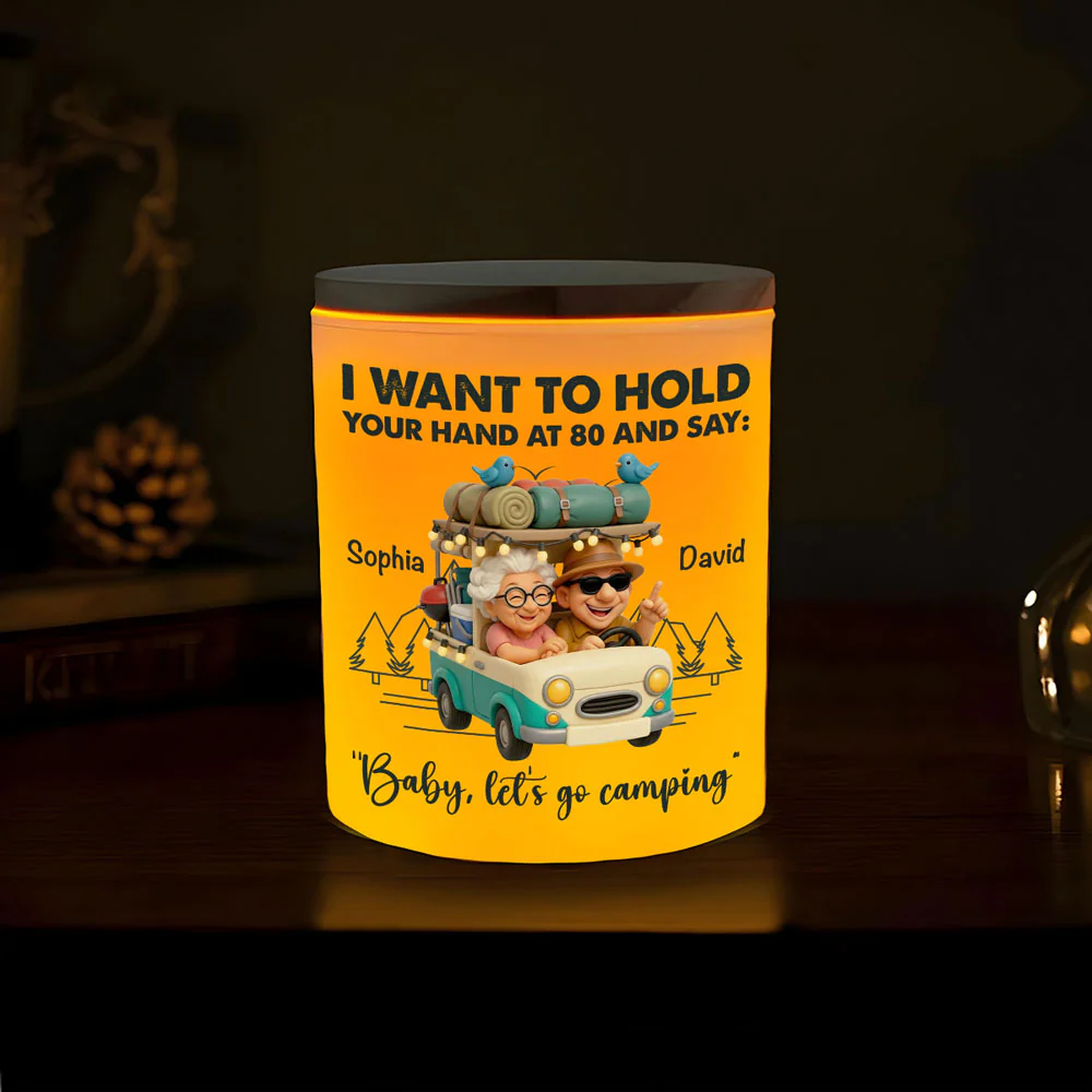 Baby Lets Go Camping - Personalized Custom Glass Jar With LED Candle - Image 4
