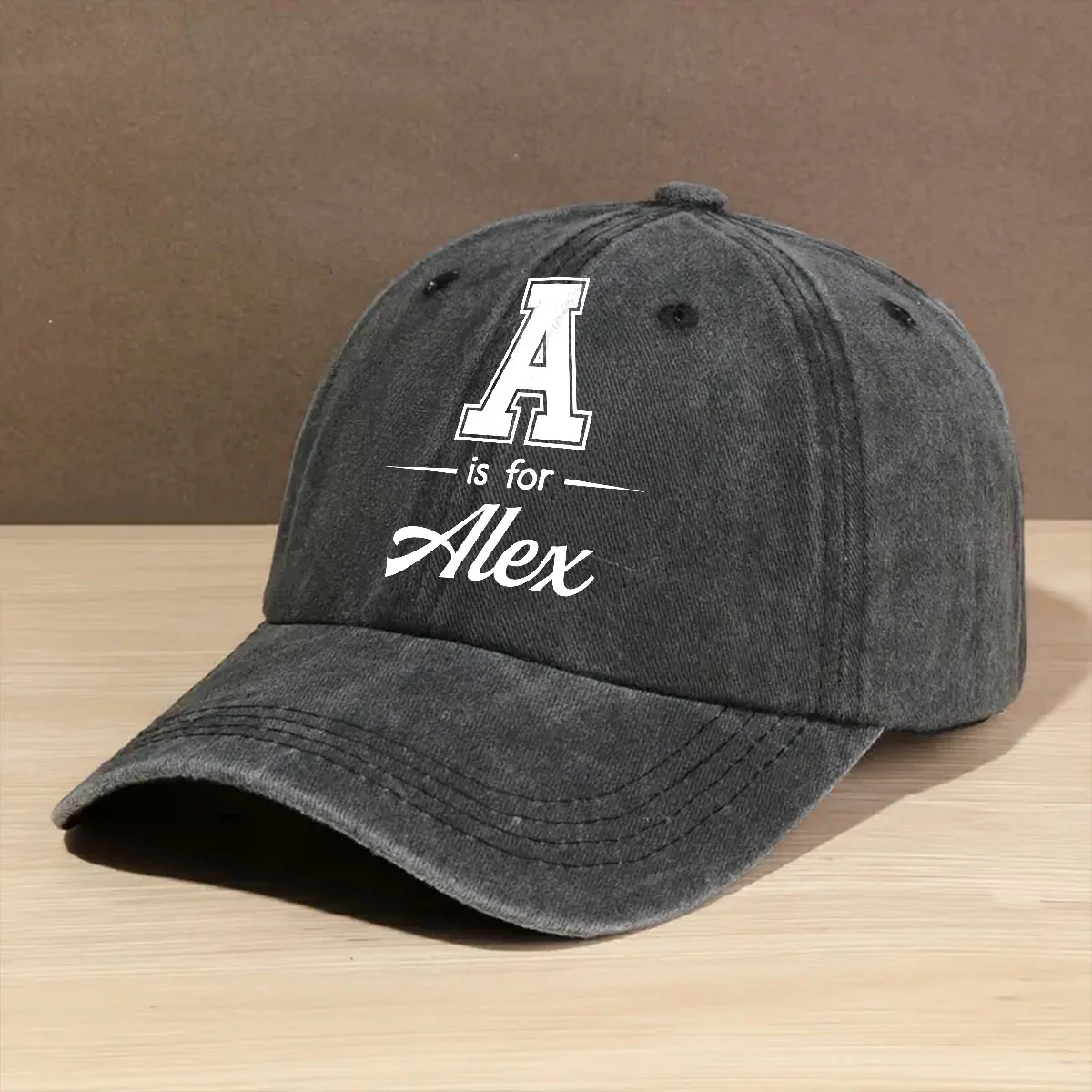 Baby Name - Personalized Custom Vintage Washed Denim Cap - Image 2