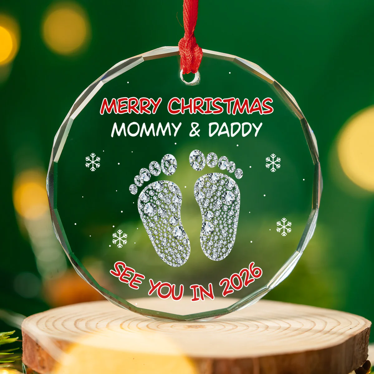 Baby See You Soon - Personalized Custom Glass Ornament - Image 3