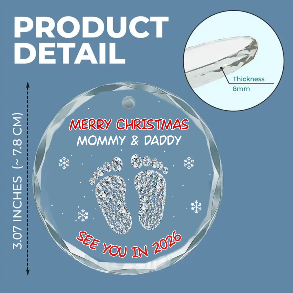 Baby See You Soon - Personalized Custom Glass Ornament - Image 6