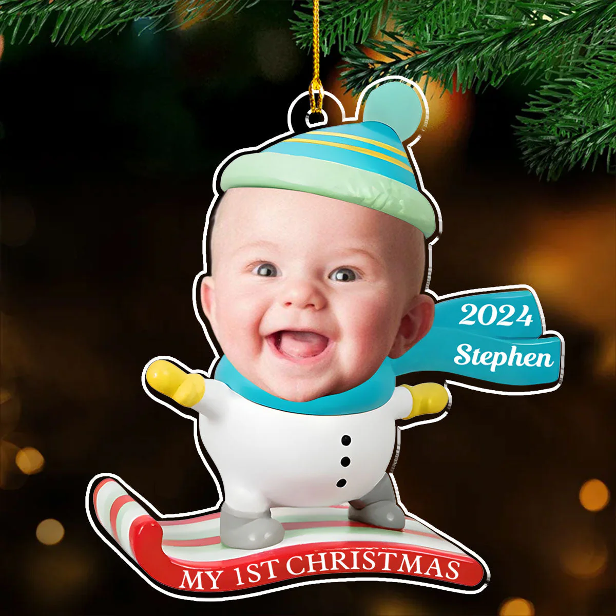 Baby Skiing - Personalized Custom Acrylic Ornament - Image 5