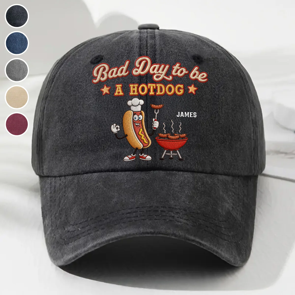 Bad Day For Wieners - Personalized Custom Vintage Washed Denim Cap