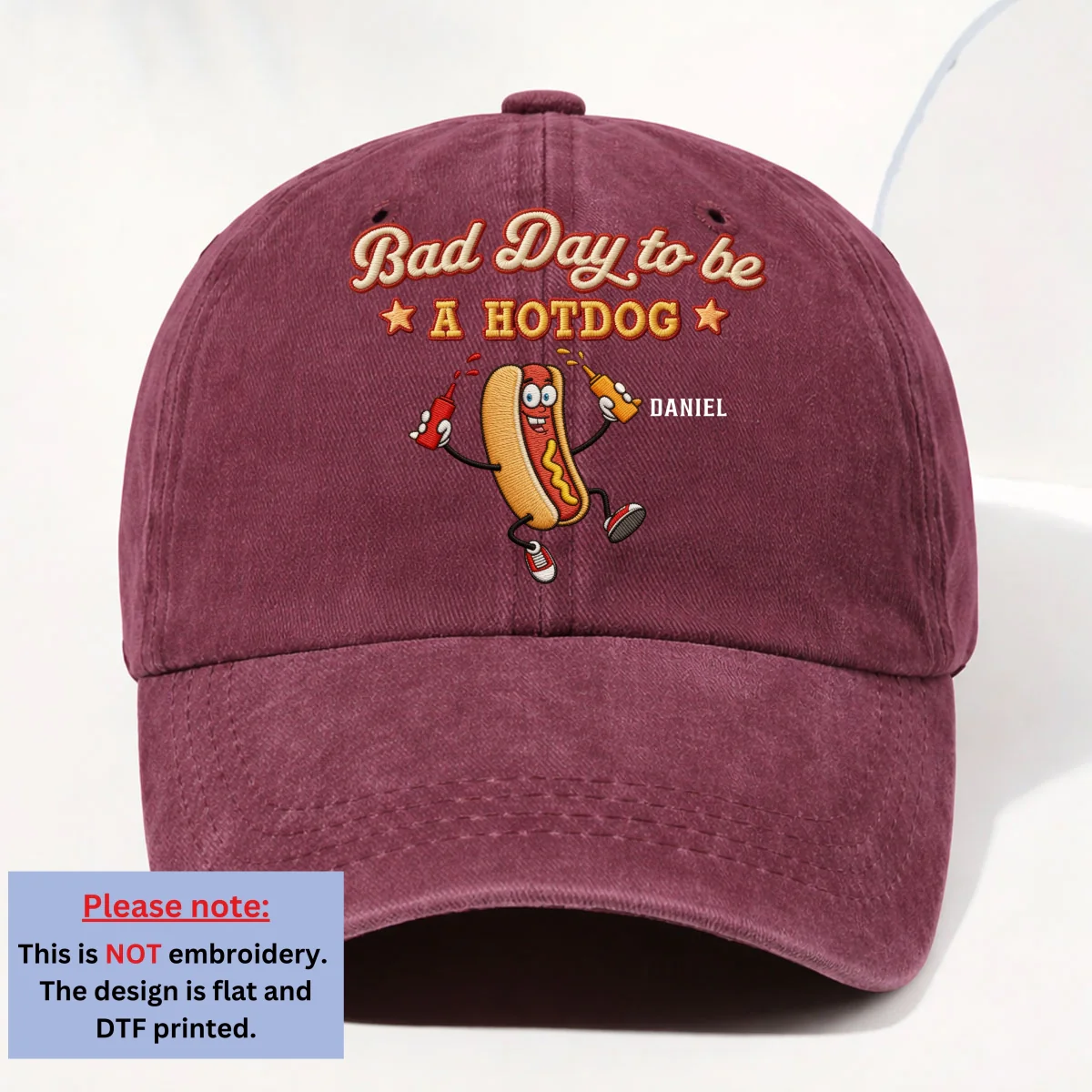 Bad Day For Wieners - Personalized Custom Vintage Washed Denim Cap - Image 10