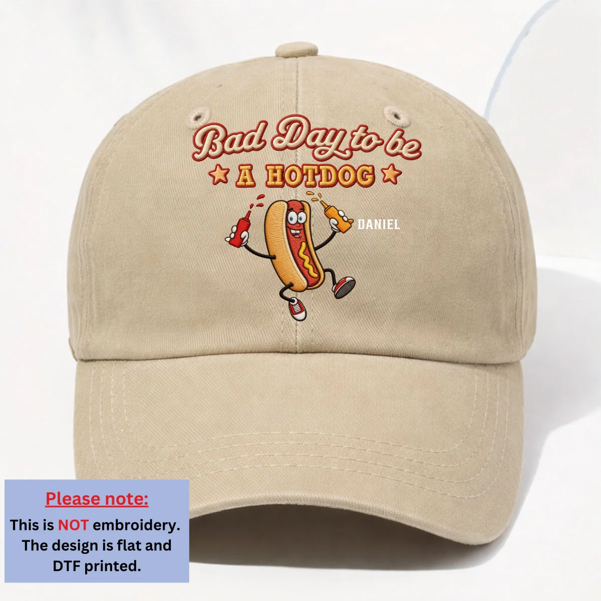 Bad Day For Wieners - Personalized Custom Vintage Washed Denim Cap - Image 11