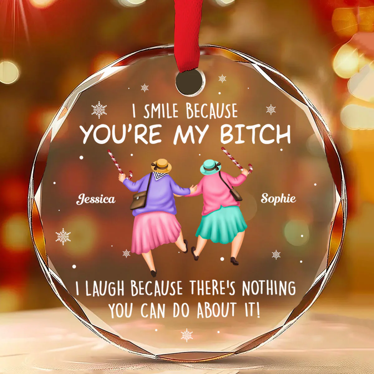 Bad Decisions Club - Personalized Custom Glass Ornament - Image 2