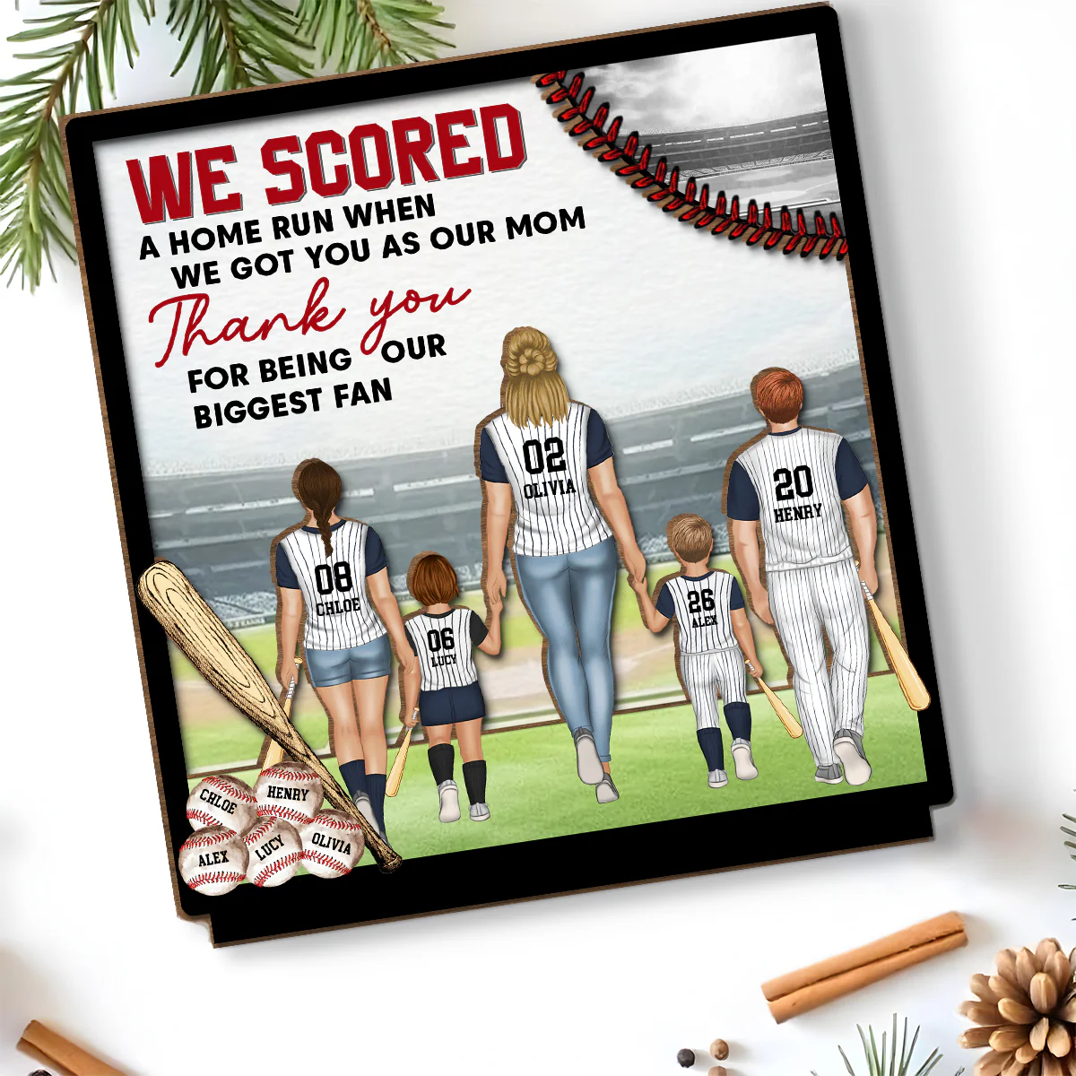 Baseball And Love Go Together - Personalized Custom 2-Layer Wood Plaque With Flat Base - Image 4