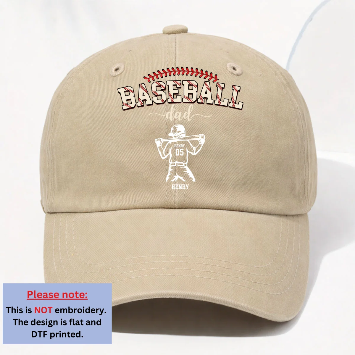Baseball Dad Grandpa - Personalized Custom Vintage Washed Denim Cap - Image 11