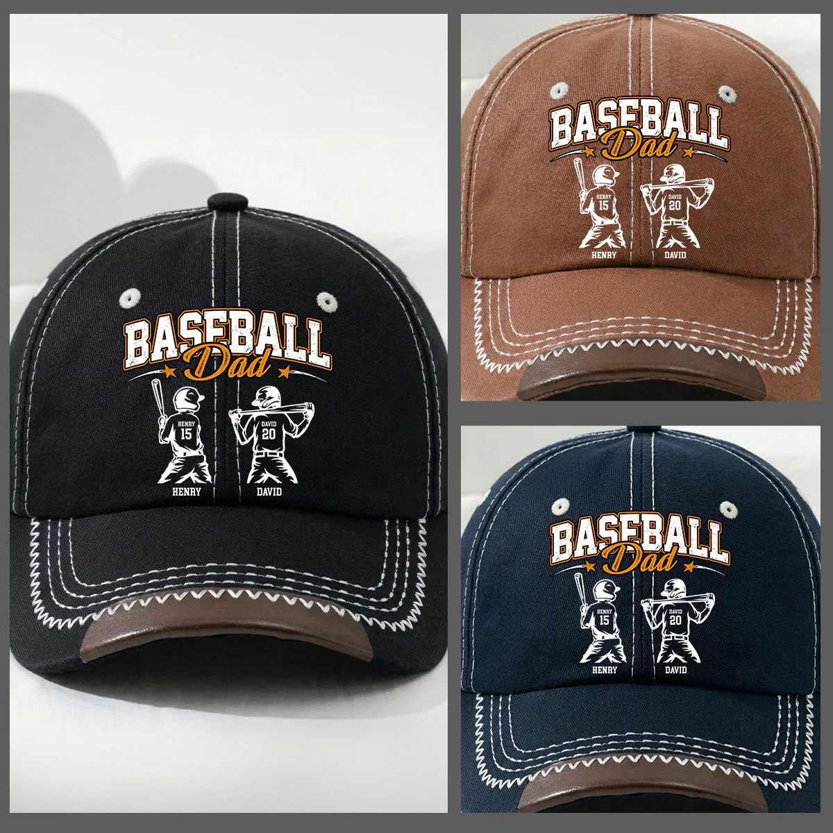 Baseball Daddy We Love - Personalized Custom Vintage Soft Baseball Cap - Image 3