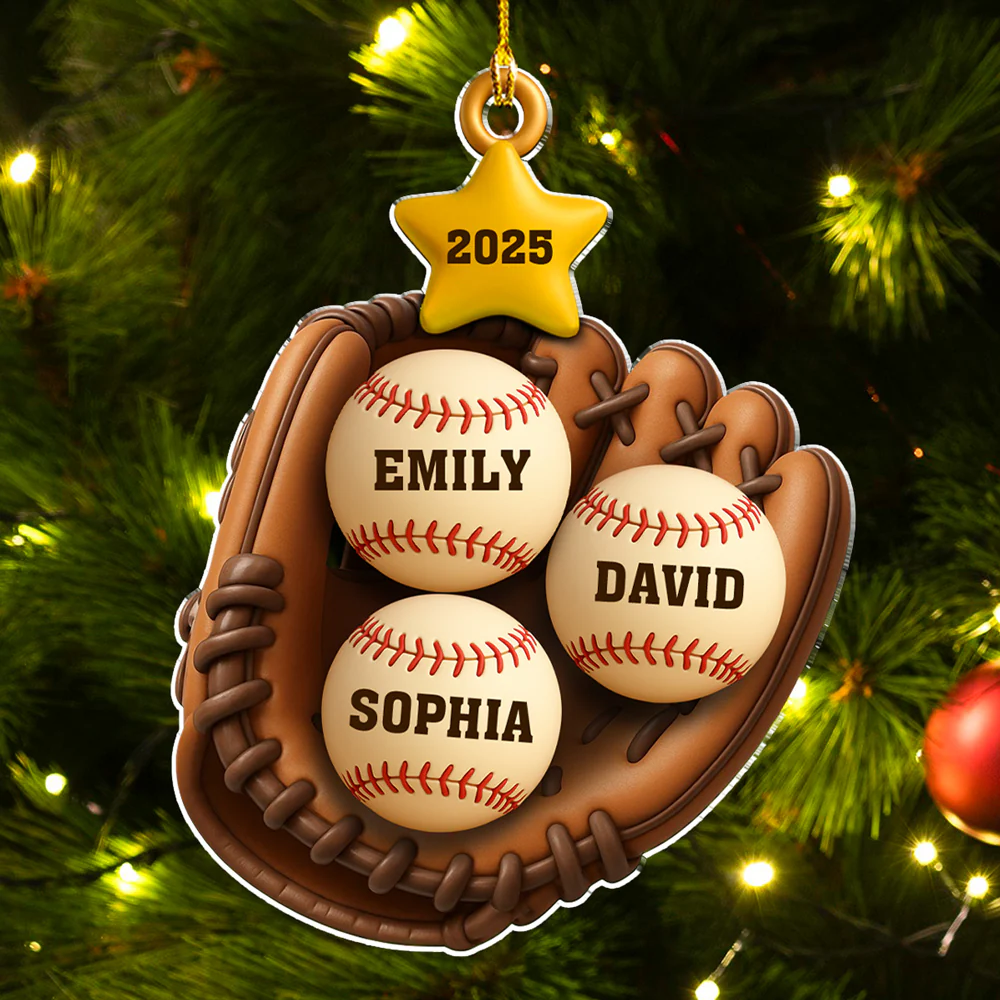 Baseball Family - Personalized Custom Acrylic Ornament - Image 2