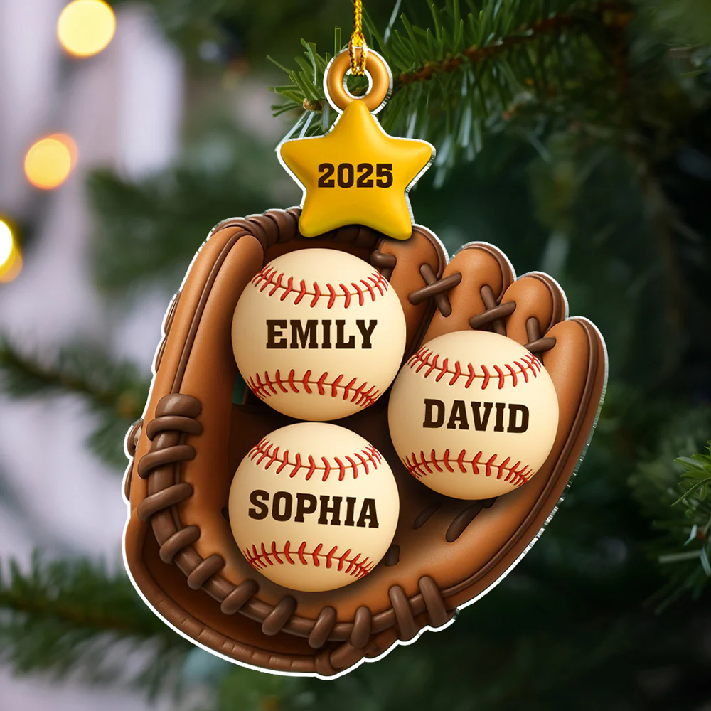 Baseball Family - Personalized Custom Acrylic Ornament - Image 3