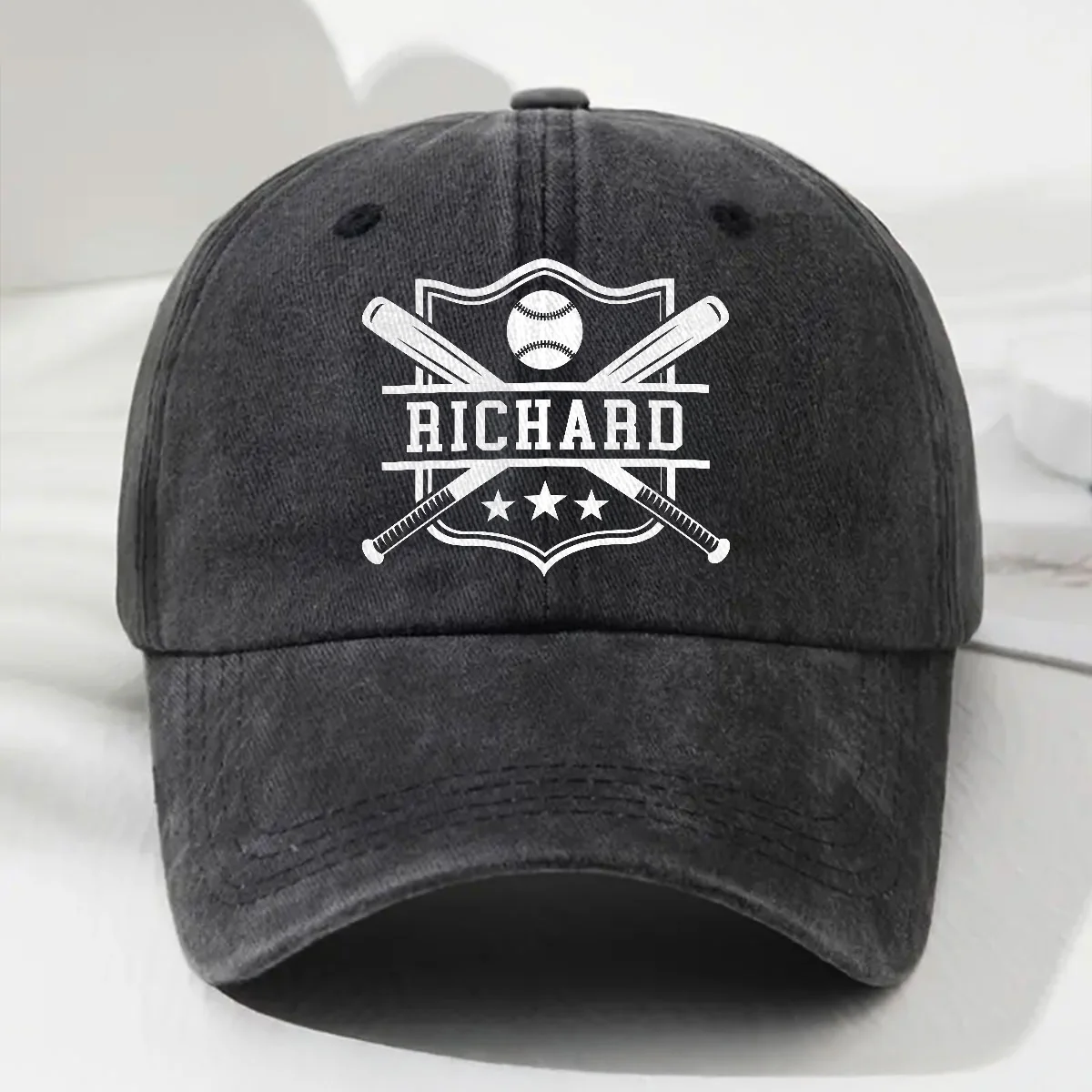 Baseball Kid - Personalized Custom Vintage Washed Denim Cap - Image 2
