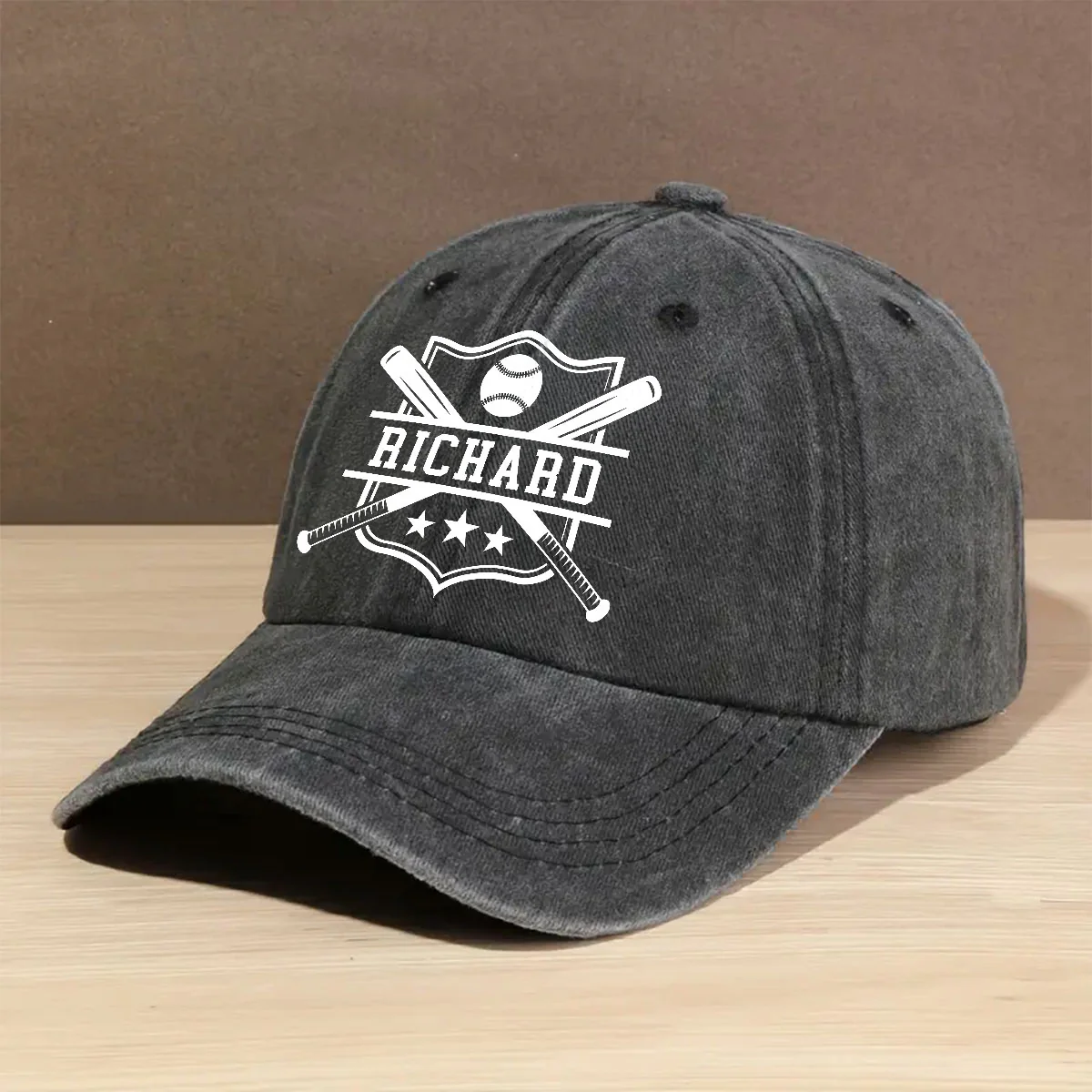 Baseball Kid - Personalized Custom Vintage Washed Denim Cap - Image 3