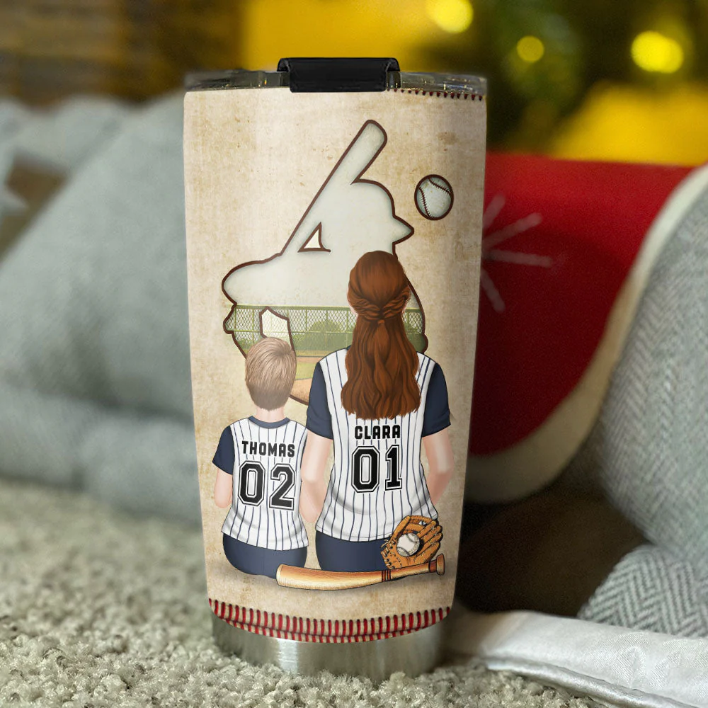 Baseball Mom Behind Every Baseball Player - Personalized Custom Tumbler - Image 3
