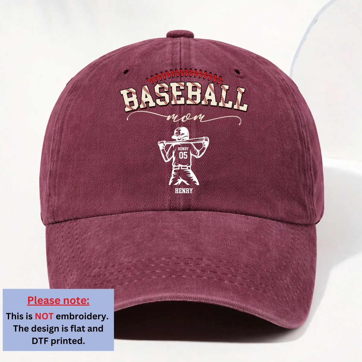 Baseball Mom Grandma - Personalized Custom Vintage Washed Denim Cap - Image 10