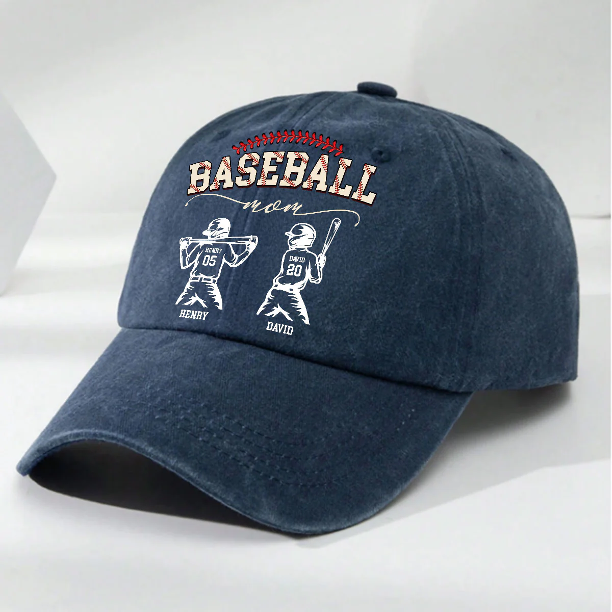 Baseball Mom Grandma - Personalized Custom Vintage Washed Denim Cap - Image 2