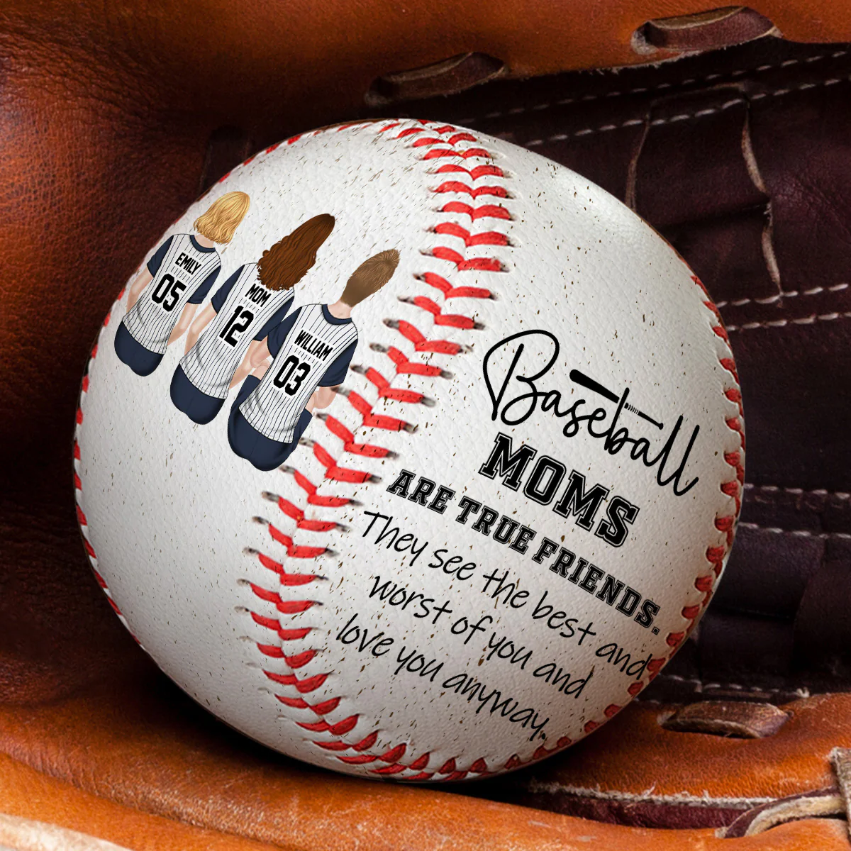 Baseball Moms Are True Friends - Personalized Custom Baseball - Image 2