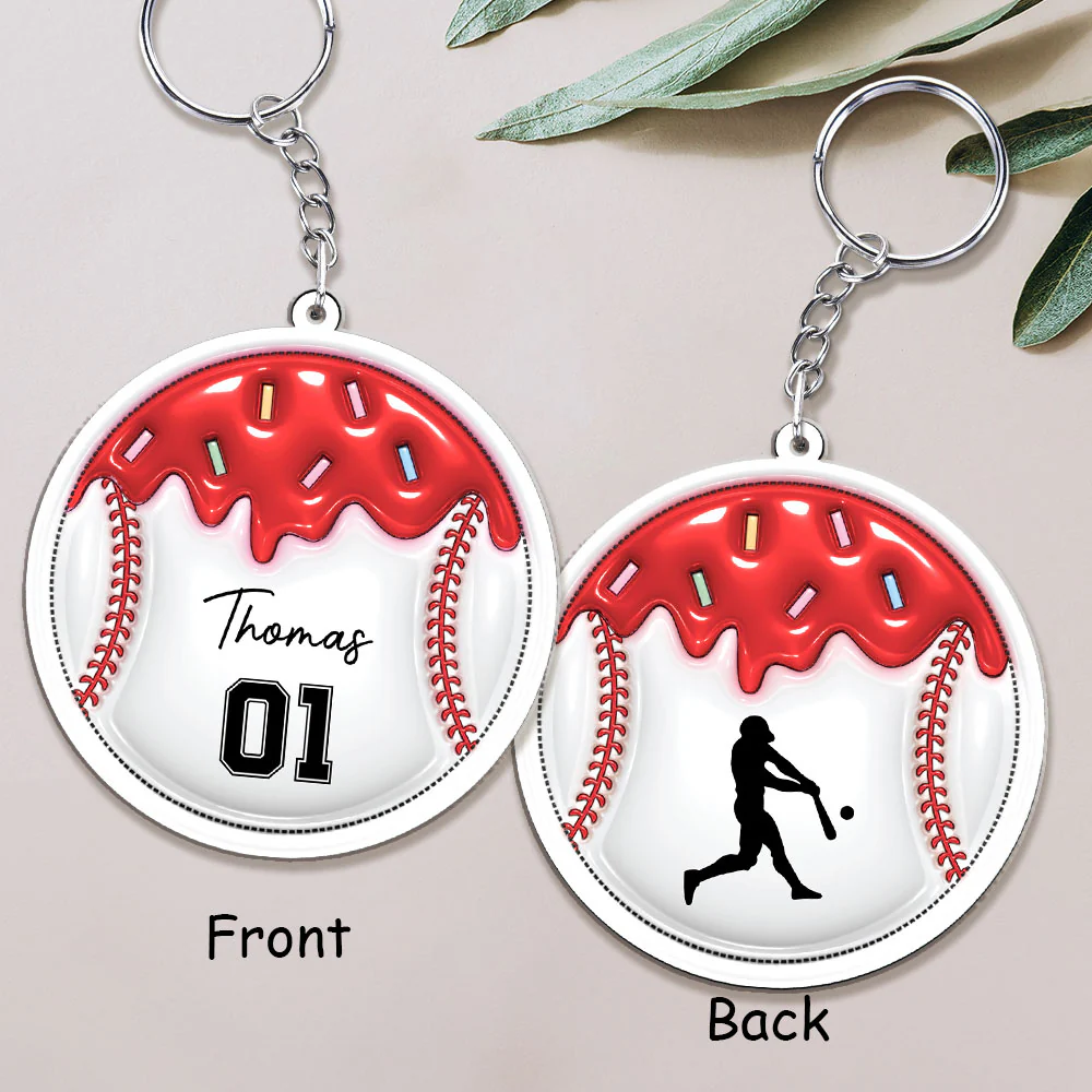 Baseball Unites The Team  - Personalized Custom 3D Inflated Effect Acrylic Keychain - Image 2