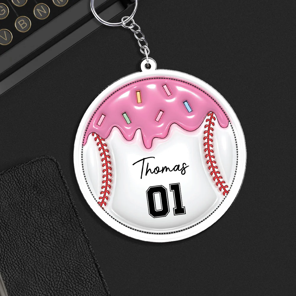 Baseball Unites The Team  - Personalized Custom 3D Inflated Effect Acrylic Keychain - Image 5