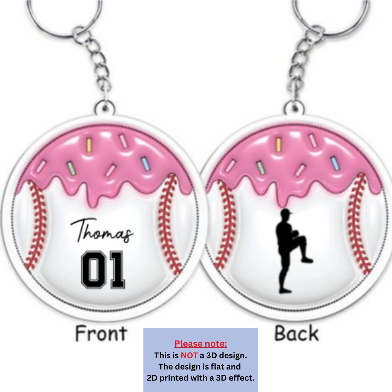 Baseball Unites The Team  - Personalized Custom 3D Inflated Effect Acrylic Keychain - Image 6