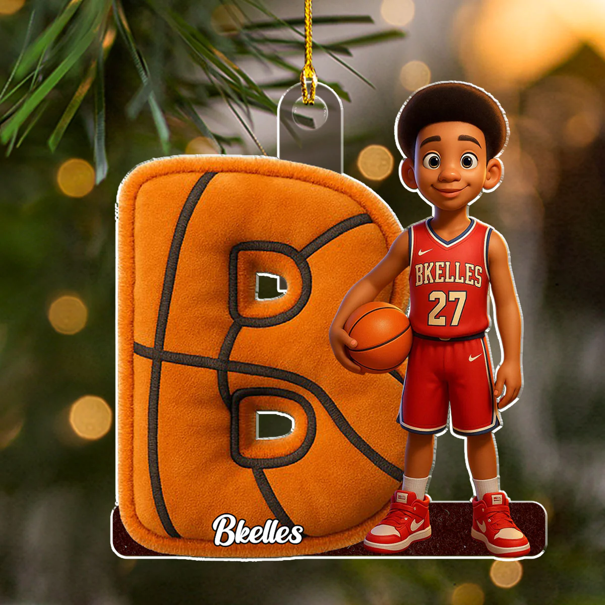 Basketball Letter - Personalized Custom Acrylic Ornament - Image 3