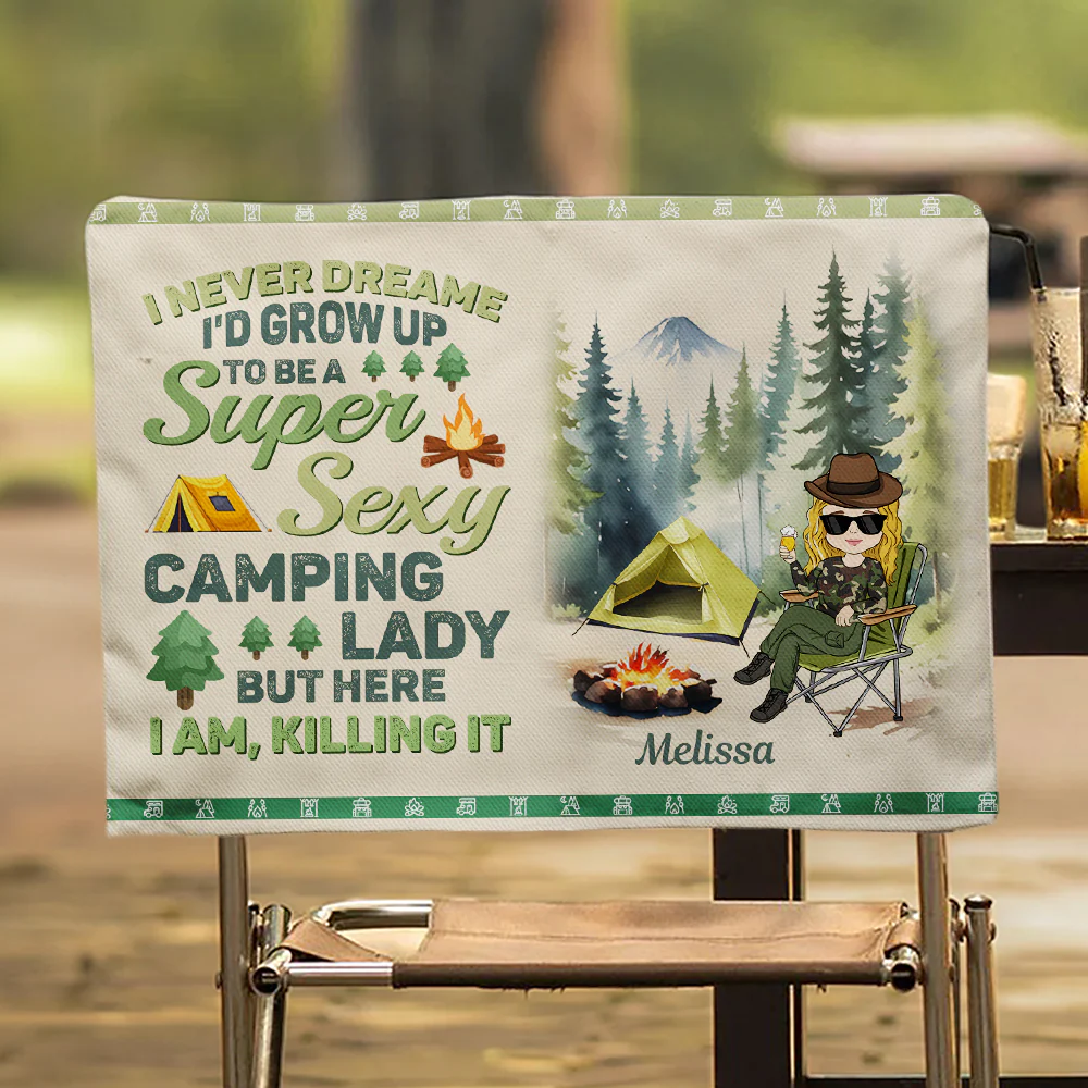 Be A Super Sexy Camping Lady - Personalized Custom Camping Chair Cover - Image 3